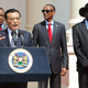 Chinese Prime Minister Li Keqiang delivers a speech next to Rwandan president Paul Kagame (second from the right) in Kenya in 2014.
